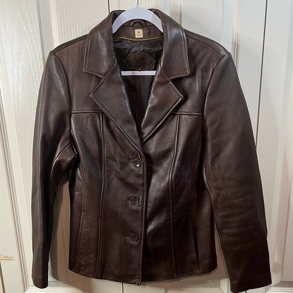 Wilsons Leather Brown Leather Button-Front Jacket